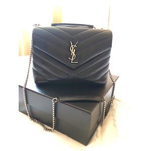 Saint Laurent YSL SMALL Lou Lou bag, black with silver hardware - AUTHENTIC